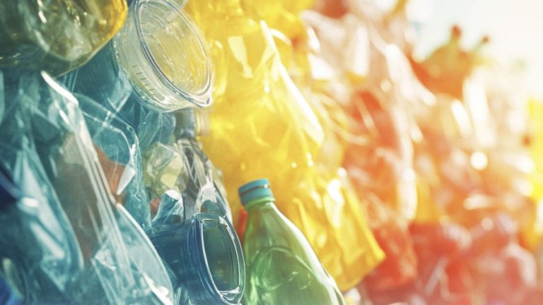 Renkli plastik şişe atıkları bulanık yakın çekim – Geri Dönüştürülebilen Malzemeler