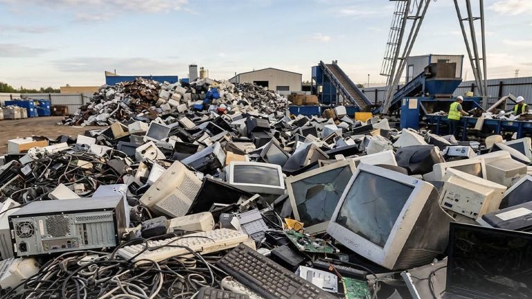 Açık sahada yığılmış eski monitörler ve elektronik atıklar – E-Atık Nedir