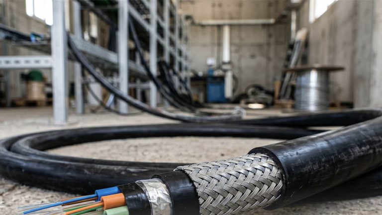Beton zeminde örgülü zırhlı fiber kablo kesik ucu – Çelik Zırhlı Fiber Optik Kablo