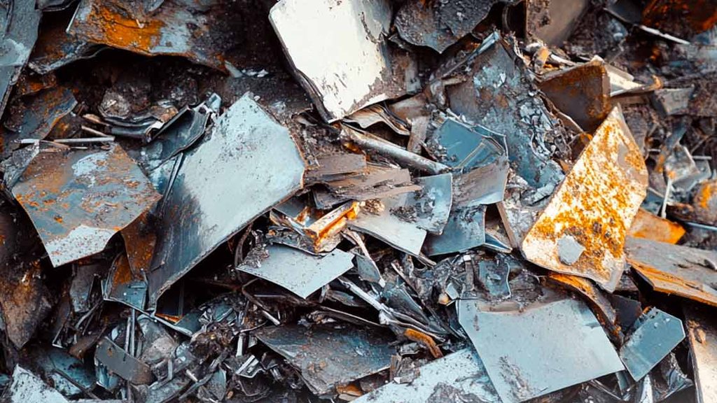 Karışık paslı ve boyalı ince sac parçaları yığını – Galvaniz Hurda Fiyatı