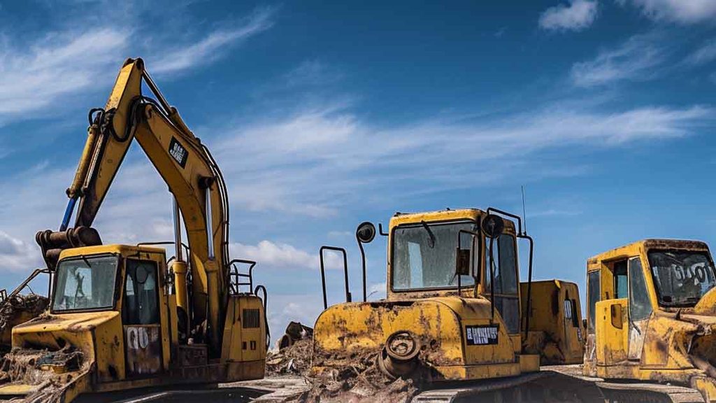 Hurda alanında sarı ekskavatör ve iş makineleri – Kocaeli Hurdacı